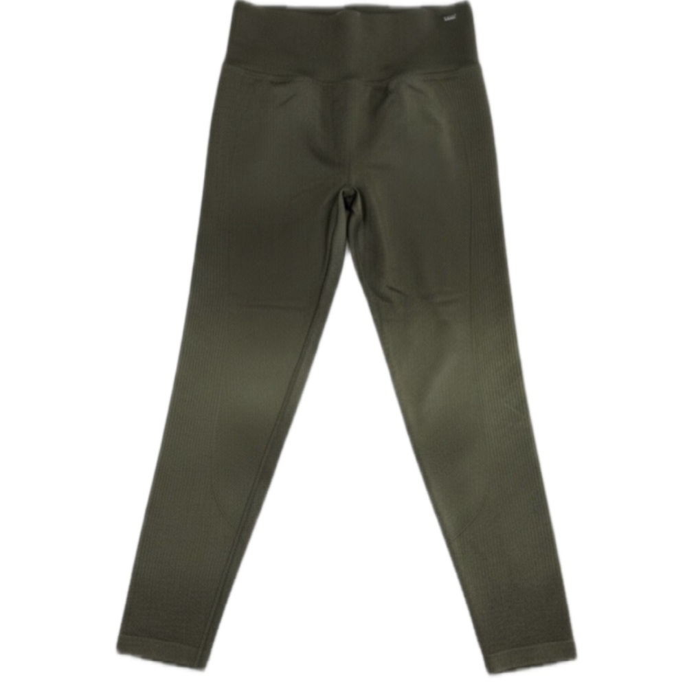 Pink Active Olive Green Ribbed Leggings Womens M High Rise Athletic Yoga Gym